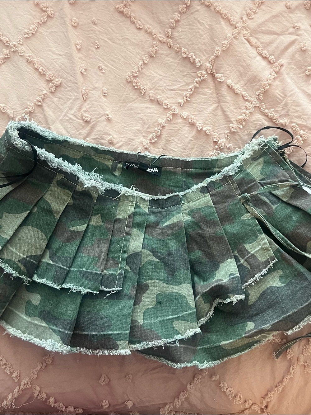 Camouflage Pleated Micro Skirt - Green Camo
